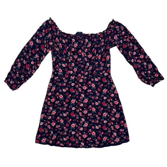 B. Darlin Womens Navy Floral-Printed Mini Fit & Flare Dress Juniors 7/8 Lined - Picture 4 of 11
